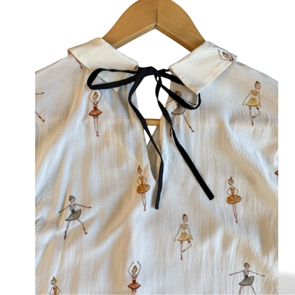 Zara Cream Ballerina Blouse with Tiny Black Bow Tie - Picture 10 of 14